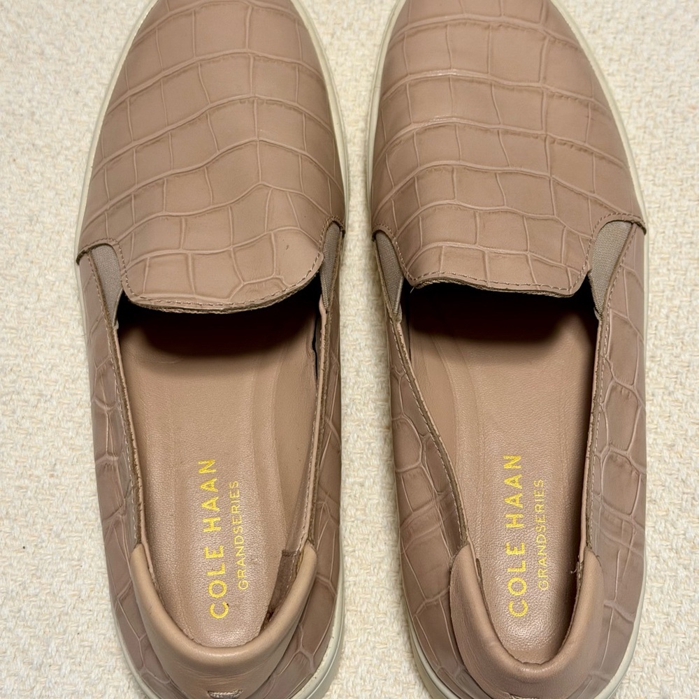 Cole Haan Pink Croc-Embossed Slip-On Sneakers